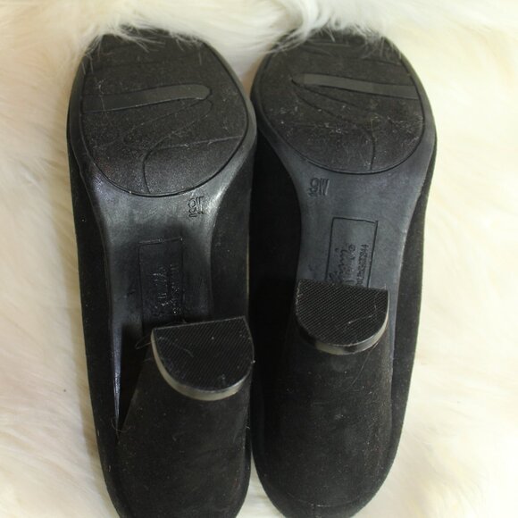 Fioni Mila block 4" heels faux suede black shoes size 9W - Picture 5 of 7